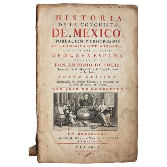 Antique Historia De La Conquista De Mexico Hardcover Book