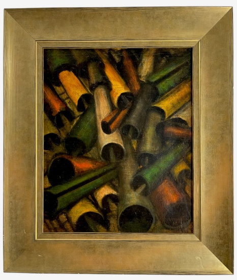 Nadedzhda Udaltsova (1886-1916) Oil & Gouache on Panel Composition