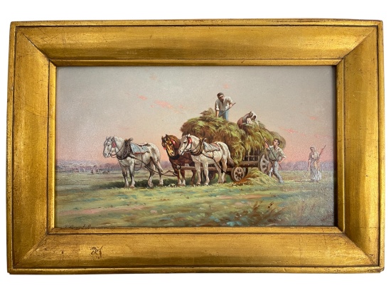 Oil on Board American West Painting Signed Campbell