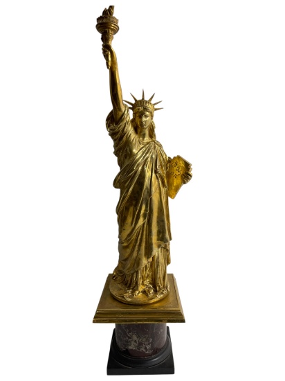 After Frederic Auguste Bartholdi (1834-1904) - Statue of Liberty Bronze Statue Signed and Dated '87