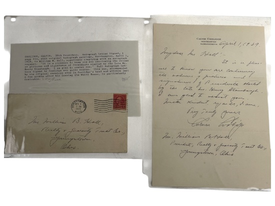 Calvin Coolidge (1872-1953) Hand Written and Signed Letter Dated 1929 with Original Envelope