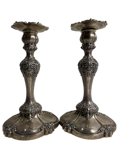 Pair of Tiffany & Co. Antique Sterling Silver Candlestick Holders