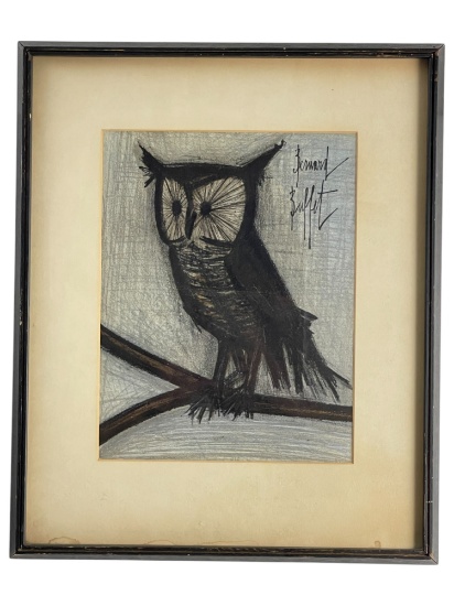 Bernard Buffet - "Le Petit Hibou" (Little Owl) One of Eleven Original Lithographs 1967 with COA