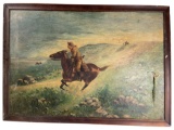Antique American West 1907 Oil on Canvas Signed W.G.S. Dated 07