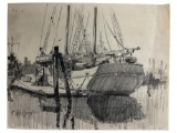 Frank Weston Benson (1862-1951) - Signed Pencil Maritime Art Drawing, Dated 1949