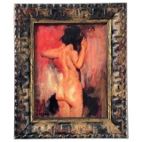 Oil on Canvas - Nude Woman Signed Fabien, Paris 2008
