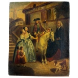 Antique Oil on Canvas Folk Art Painting