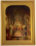 David Roberts, R.A. (1796-1864) - Interior of a Church Oil on Canvas, Signed Dated 1849