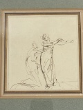 George Romney (1734-1802) - c. 1779 Pen/Ink Drawing Sketch on Paper