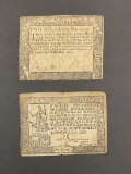 1775 & 1777 Two and Four Colonial Dollars