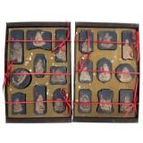 Antique Chinese Set of Ink Stones with Intricate Designs and Gilt Highlighting