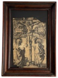 Hans Brosamer Etching - Christ on the Cross Between the Virgin Mary and St. John