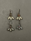 Roman-Byzantine 8-9 Century AD Earring Pairs with Center Gemstone