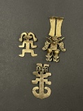 Ancient Pre-Columbian Fertility God Mixed Metal Brooch Pins
