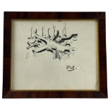 Nicolas de Stael (1914-1955) Ink Landscape Drawing on Paper Signed Bottom Right