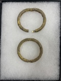 Ancient Mixed Metal Cuff Bracelet Pair Jewelry