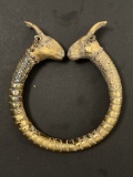 Ancient Greek Roman Ram Head Large Cuff Bracelet Mixed Metal