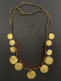 Ancient Islamic Tribal Coin Necklace Mixed Metal
