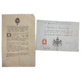French Royal Decree Signed Document And British Travel Document for Mr. Fred Smith, Signed by Lord S