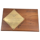 Hank Aaron Signed South Athletic League 1953 Jacksonville Braves Plaque