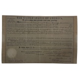 James Buchanan (1791-1868) 15th US President 1859 Signed Land Office Payment Certificate