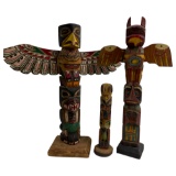 Native American Northwest Coast Wood Carved Totem Poles