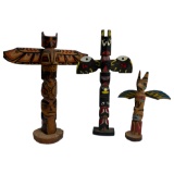 Native American Northwest Coast Wood Carved Totem Poles
