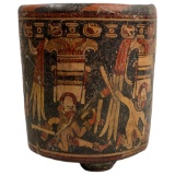 Mayan Ulua Valley Polychrome Pottery Cylinder