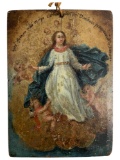 Antique 17th/18th Century Spanish Icon Painting The Immaculate Conception