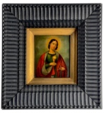 Antique Russian Oil on Wood Panel Hand Painted Icon