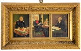 American 19th Century Oil on Wood Triptych Painting of Three Civil War Generals