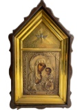 Antique Russian Orthodox Icon of Mother and Child