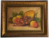 Oil on Canvas Still Life Fruit Bowl Painting Signed and Dated W. Keitel 1938