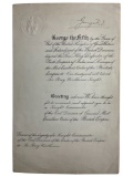 King George V Hand Signed Official Document Appointing New Knight Commander