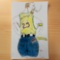 Vintage Randy Coleman Pen and Colored Pencil Drawing, Jeans an Jersey Man