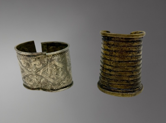 Pair of Ancient Near Eastern Bracelets â€“ 2nd Century BC (One Silver, One Bronze)