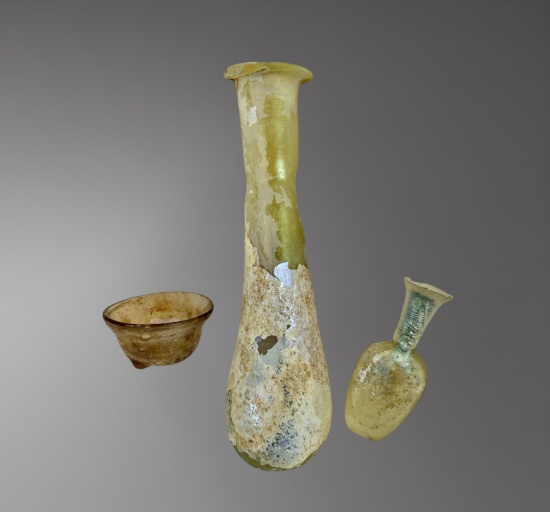 Rare Miniature Roman Glass Perfume and Ointment Bottles â€“ 1stâ€“3rd Century AD