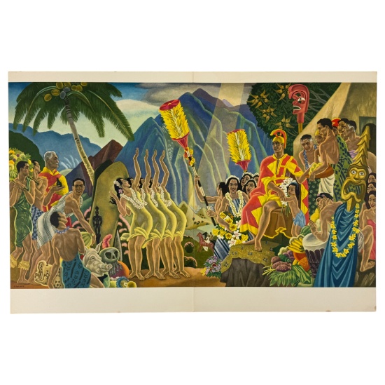 Vintage 1954 Matson Cruise Line MenuCaptains Dinner, Art by Eugene Savage