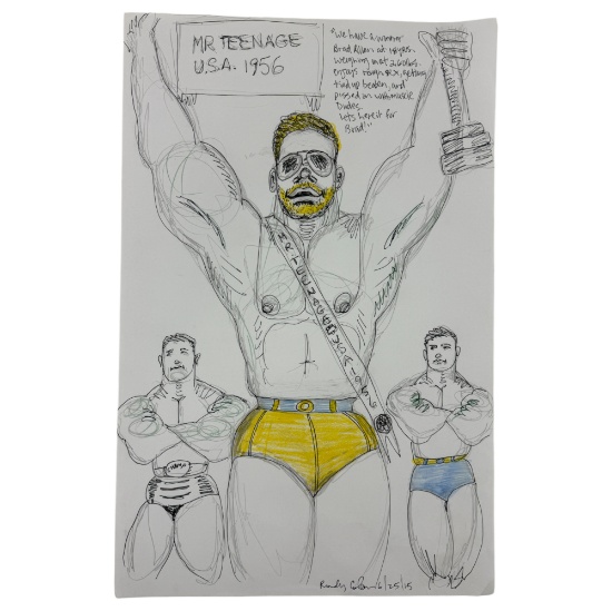 Vintage Randy Coleman Signed & Dated Gay Male Interest Original Drawing Illustration Art