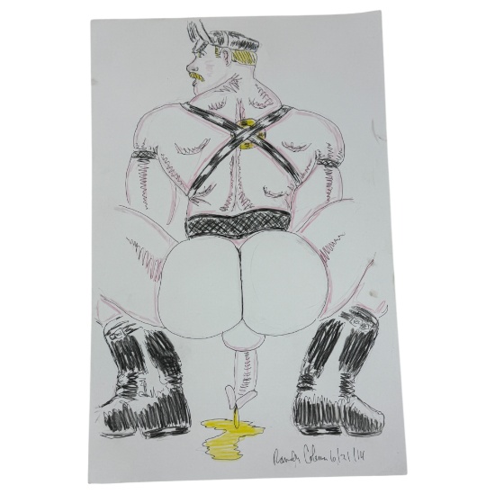 Vintage Randy Coleman Signed & Dated Gay Male Interest Original Drawing Illustration Art