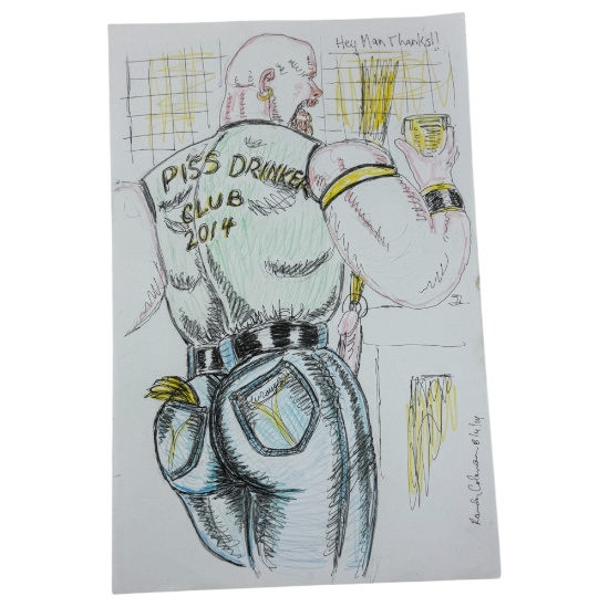 Vintage Randy Coleman Signed & Dated Gay Male Interest Original Drawing Illustration Art