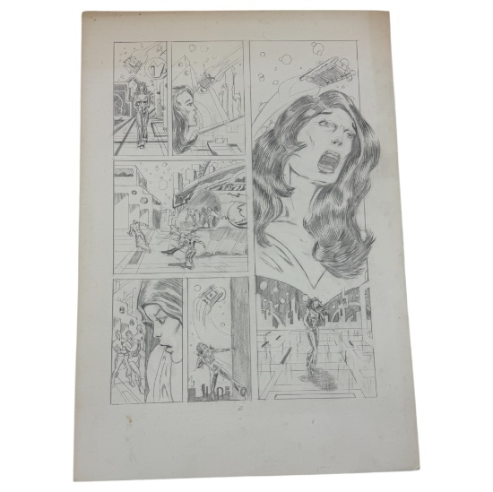 Vintage 1970s Sci-fi Comic Book Illustration Art Story Board