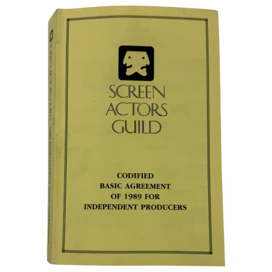 Vintage Screen Actors Guild Book, Codified Basic Agreement of 1989 For Independent Producers