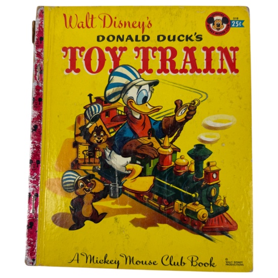 Vintage Walt Disney Donald Duck's Toy Train Book Hand Ink Signed Walt Disney