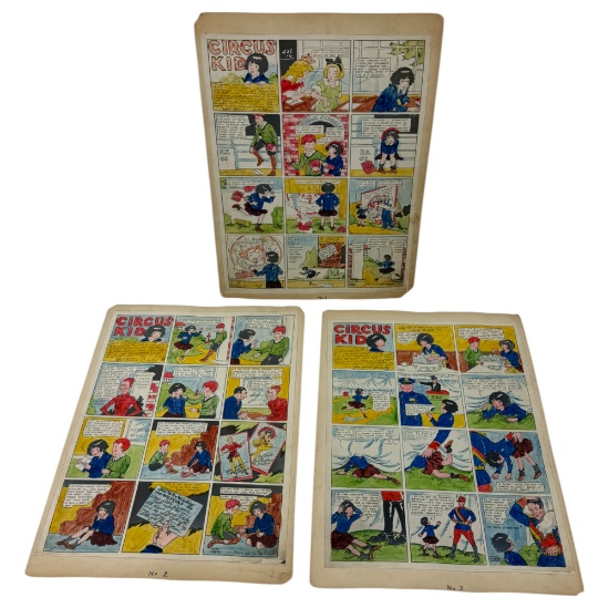 Vintage Circus Kid ComicBook Illustration Art Board Hand Painted
