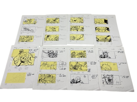 Vintage Pages From World War Hulk Comic Storyboard With Notes