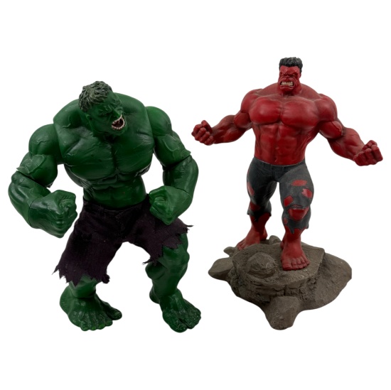 Vintage Marvel Red Hulk & The Incredible Hulk Diamond Select PVC Statues