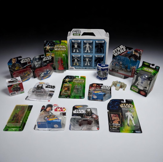 Vintage Assorted Star Wars Action FIgures & Star Wars Hot Wheel Lot