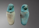 Pair of Rare Egyptian Faience Canopic Jars â€“ 21stâ€“22nd Dynasty, circa 1070â€“712 BC