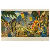 Vintage 1954 Matson Cruise Line MenuCaptains Dinner, Art by Eugene Savage